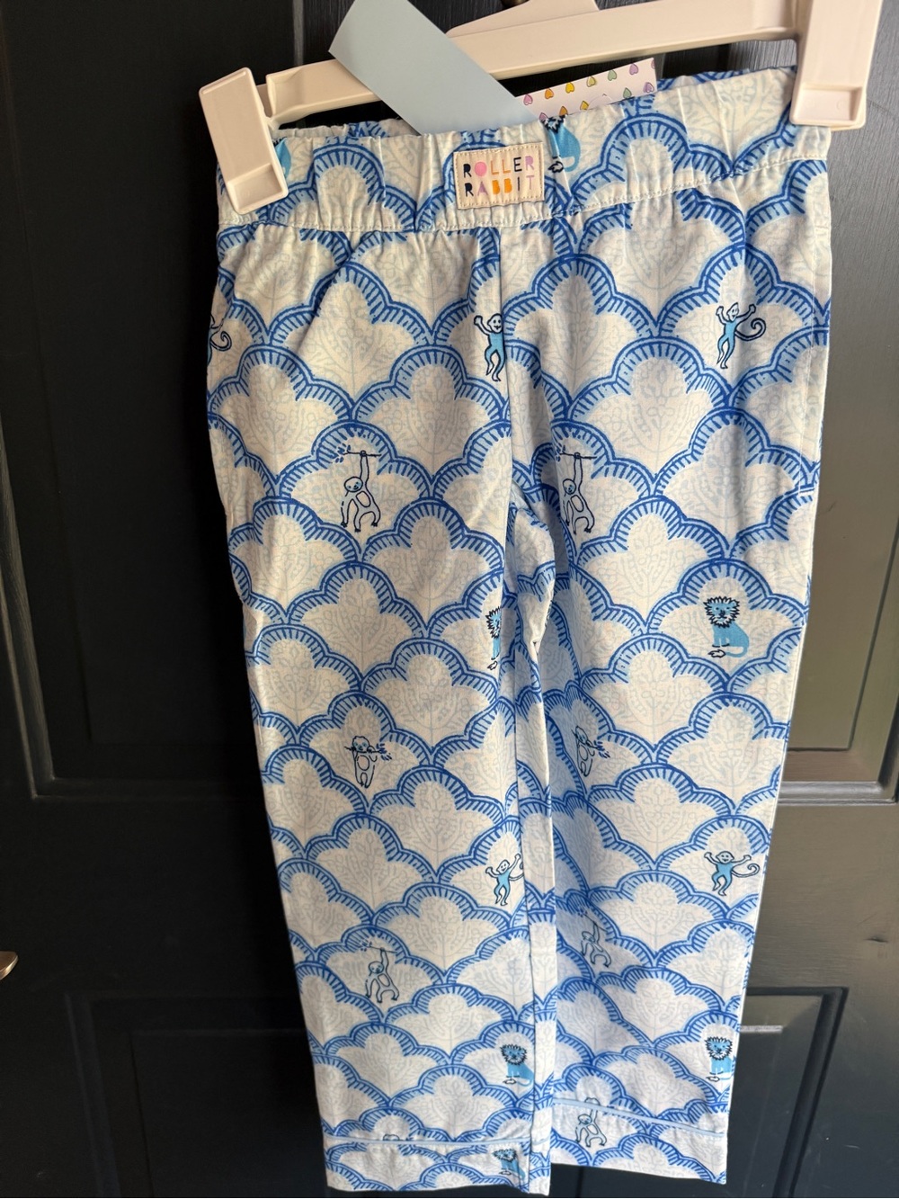 Roller Rabbit Kids Blue and White Patterned Pajama Bottoms XS (4/5)
